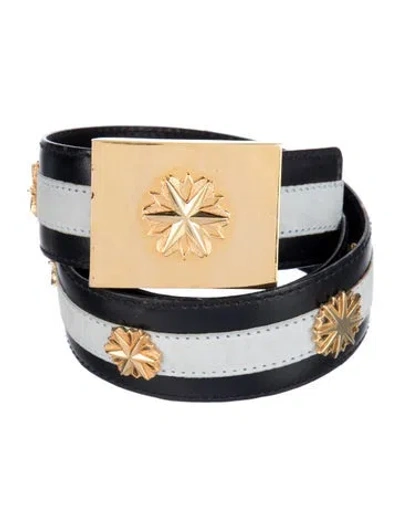 Pre-owned Escada Leather Studded Accents Belt In Blue