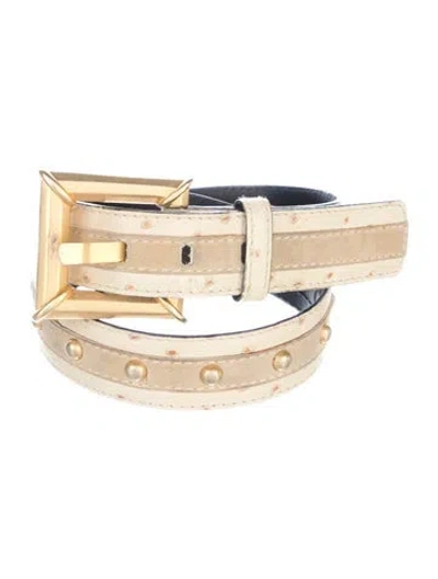 Pre-owned Escada Leather Studded Accents Belt Kit In Neutral