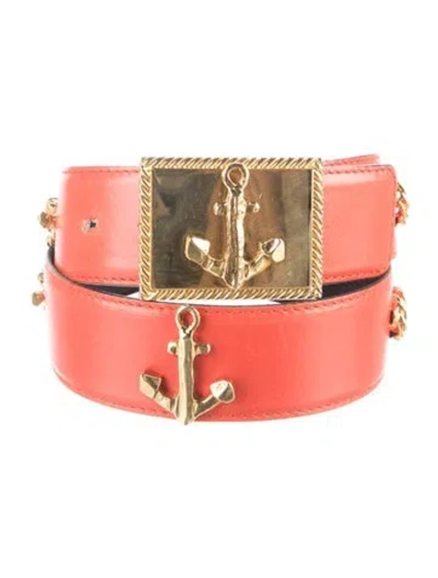 Pre-owned Escada Leather Studded Accents Belt In Orange