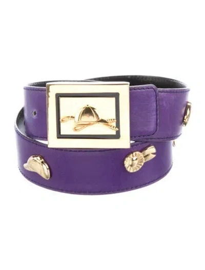Pre-owned Escada Leather Studded Accents Belt In Purple