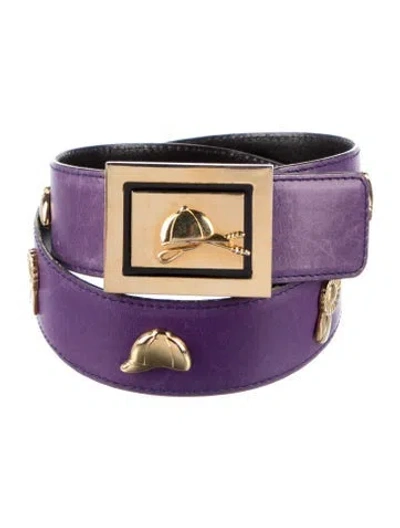 Pre-owned Escada Leather Studded Accents Belt In Purple