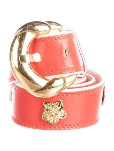 Pre-owned Escada Leather Studded Accents Belt In Red