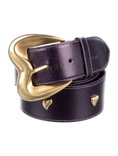 Pre-owned Escada Leather Studded Accents Waist Belt In Purple