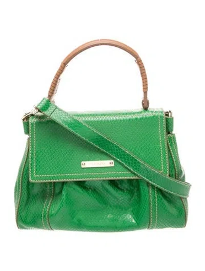 Pre-owned Escada Leather Top Handle Bag In Green
