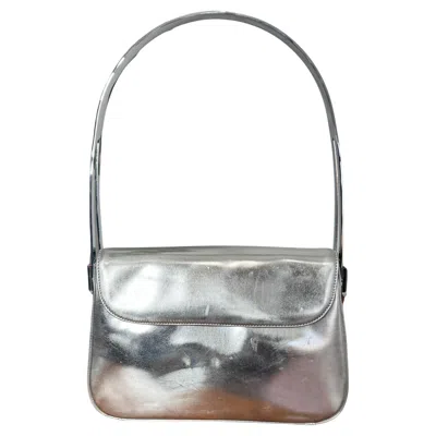Pre-owned Escada Leather Top Handle Bag Never Used 1990s Handbag Purse Silver