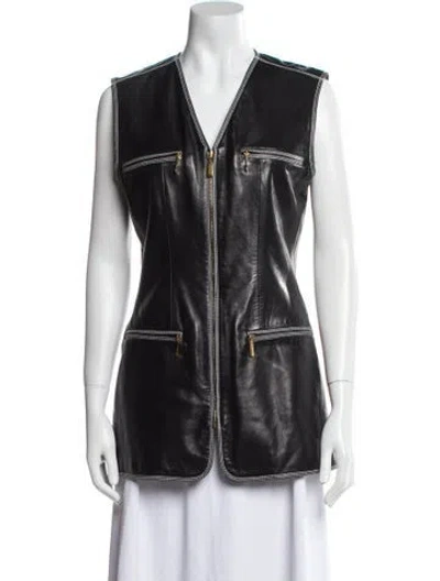 Pre-owned Escada Leather Vest In Black