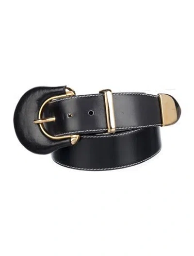 Pre-owned Escada Leather Waist Belt In Black