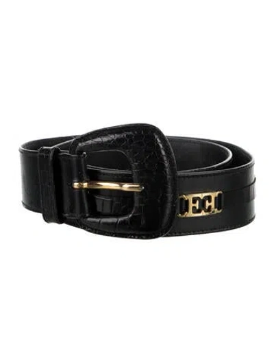 Pre-owned Escada Leather Waist Belt In Black
