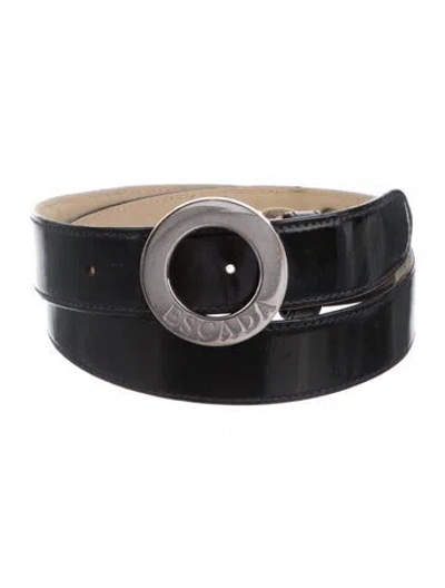 Pre-owned Escada Leather Waist Belt In Black