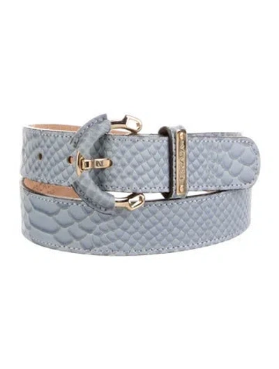 Pre-owned Escada Leather Waist Belt In Blue