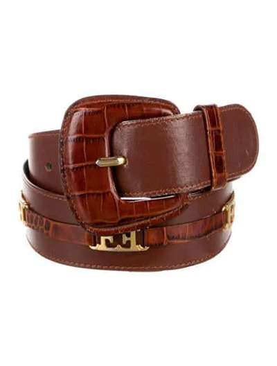 Pre-owned Escada Leather Waist Belt In Brown