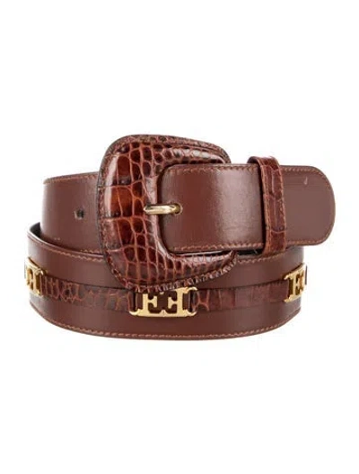 Pre-owned Escada Leather Waist Belt In Brown