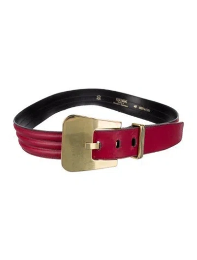 Pre-owned Escada Leather Waist Belt In Burgundy
