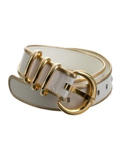 Pre-owned Escada Leather Waist Belt In Gold/white
