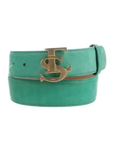 Pre-owned Escada Leather Waist Belt In Green