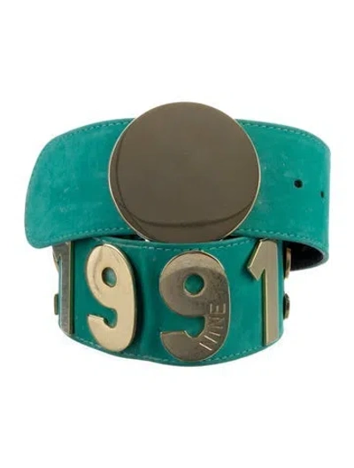 Pre-owned Escada Leather Waist Belt In Green