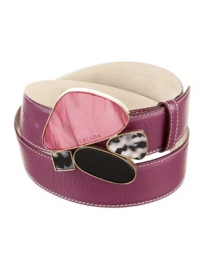 Pre-owned Escada Leather Waist Belt In Purple