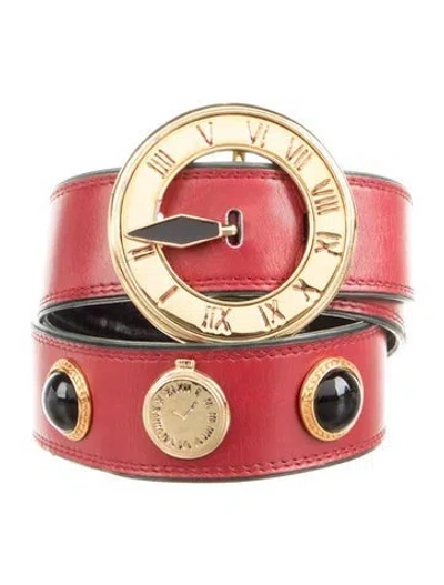 Pre-owned Escada Leather Waist Belt In Red