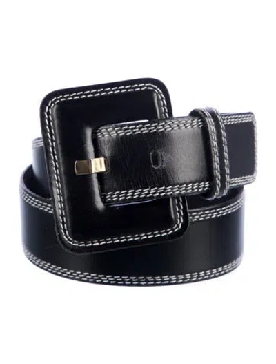 Pre-owned Escada Leather Whipstitch Trim Belt In Black