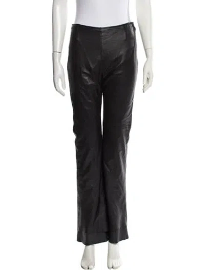 Pre-owned Escada Leather Wide Leg Pants In Brown