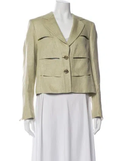 Pre-owned Escada Linen Blazer In Green