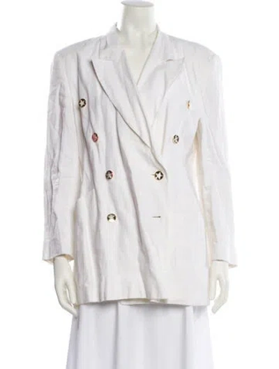 Pre-owned Escada Linen Coat In White