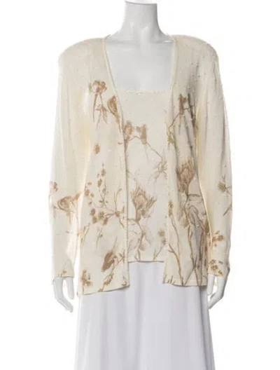 Pre-owned Escada Linen Floral Print Dress Set In Multi