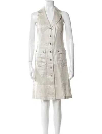 Pre-owned Escada Linen Knee-length Dress In Neutral