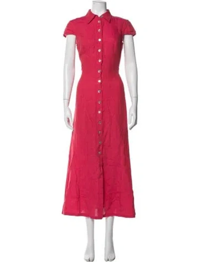 Pre-owned Escada Linen Long Dress In Red