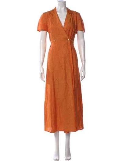 Pre-owned Escada Linen Midi Length Dress In Orange