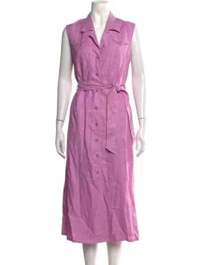 Pre-owned Escada Linen Midi Length Dress In Purple