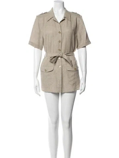 Pre-owned Escada Linen Mini Dress In Neutral