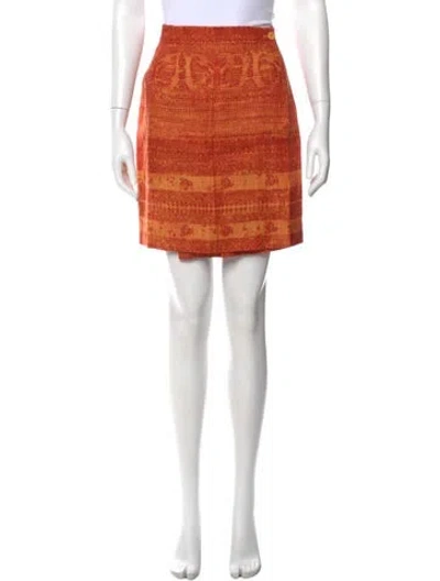 Pre-owned Escada Linen Mini Skirt In Multi