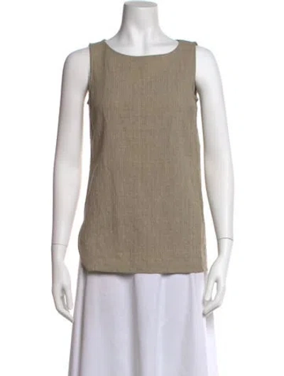 Pre-owned Escada Linen Scoop Neck Top In Neutral