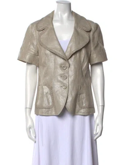 Pre-owned Escada Linen Short Sleeve Button-up Top
