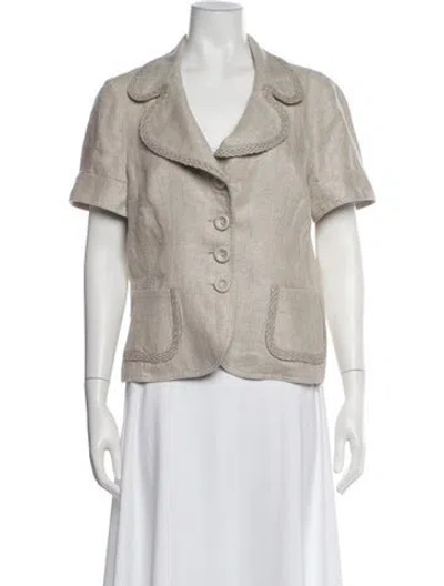 Pre-owned Escada Linen Short Sleeve Top In Neutrals