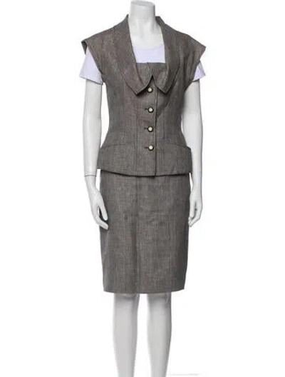 Pre-owned Escada Linen Skirt Set In Gray
