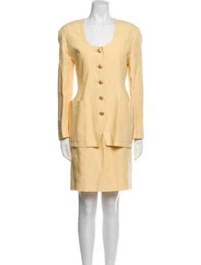 Pre-owned Escada Linen Skirt Set In Yellow