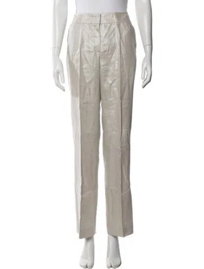 Pre-owned Escada Linen Straight Leg Pants In Grey