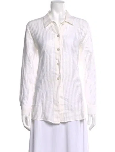 Pre-owned Escada Linen Striped Blouse In Neutral