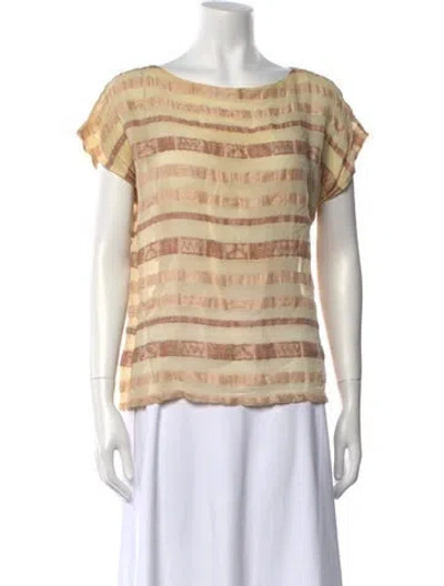 Pre-owned Escada Linen Striped T-shirt In Neutral