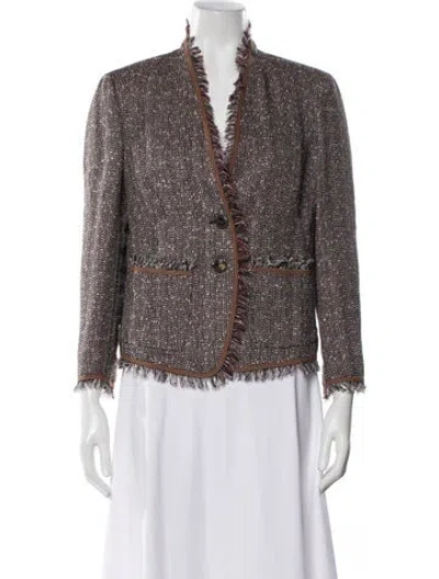 Pre-owned Escada Linen Tweed Pattern Blazer In Gray
