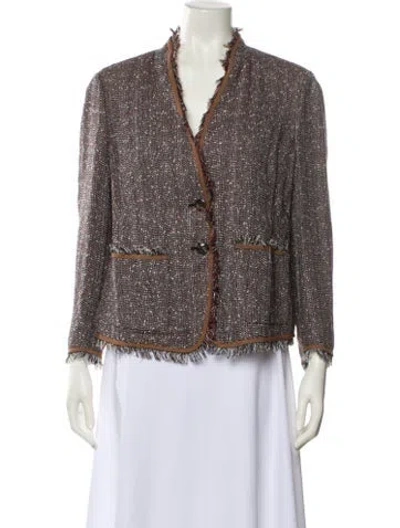 Pre-owned Escada Linen Tweed Pattern Blazer In Multi