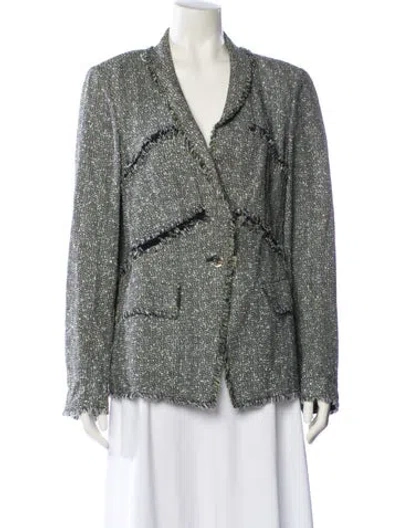 Pre-owned Escada Linen Tweed Pattern Jacket In Gray