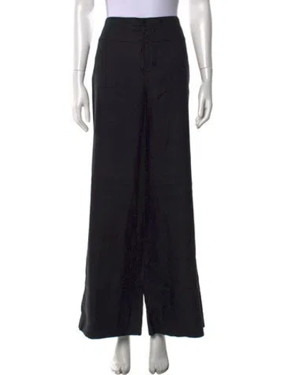 Pre-owned Escada Linen Wide Leg Pants In Black