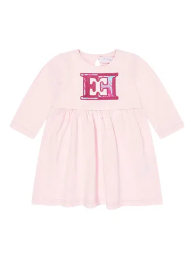 ESCADA LOGO-EMBROIDERED COTTON DRESS