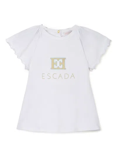 Escada Kids' Logo-embroidered Dress In White