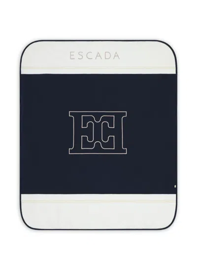 Escada Logo-embroidered Panelled Baby Blanket In Blue