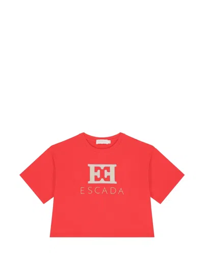 Escada Kids' Logo-embroidered T-shirt In Red