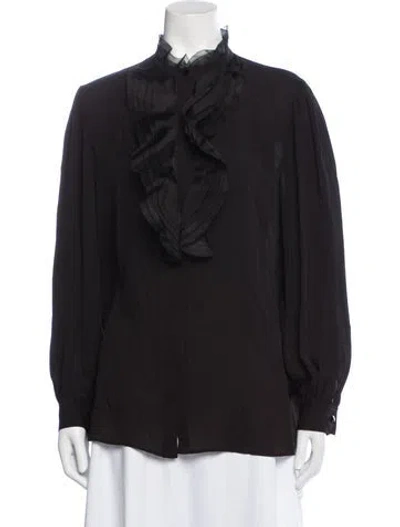 Pre-owned Escada Long Sleeve Blouse In Black